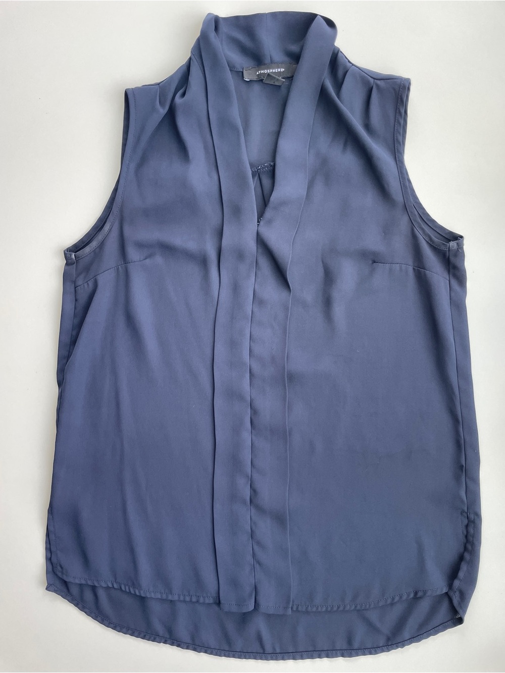 Atmosphere Sleeveless Navy Blue Draped-Front Camisole